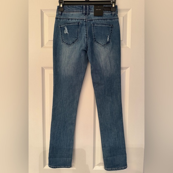 Black Label Crop Jeans C’est Toi Women's Blue Denim Distressed Jeans Size 26 - Picture 3 of 16